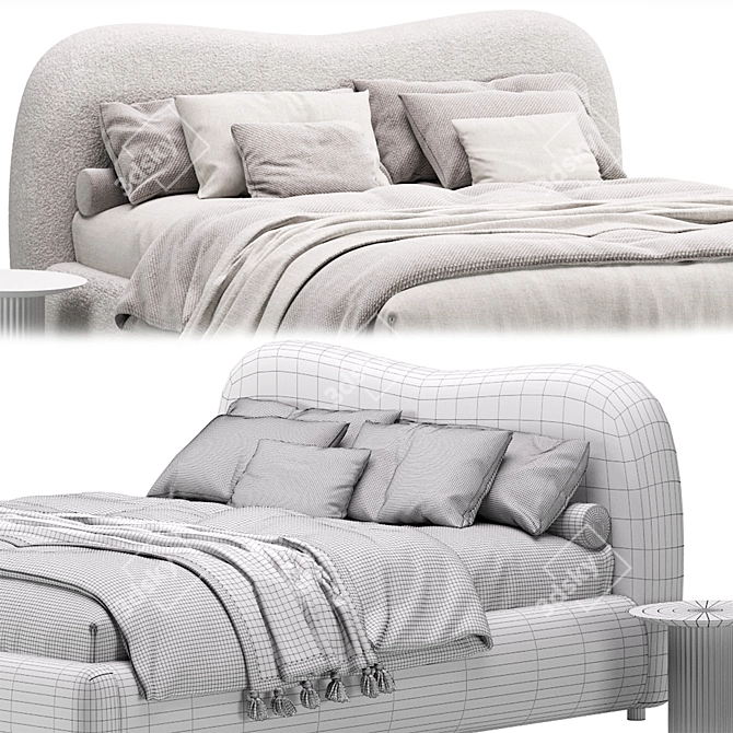  Cozy Beige Bed Amber 3D model image 7