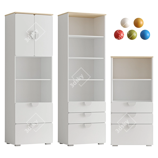 Milna Children's Shelving Set 3D model image 1