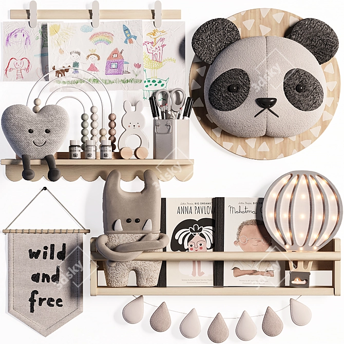 Animal Head Shelf Plush Toy 3D model image 1