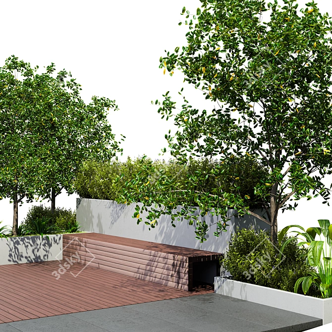 Modern Villa Yard Environment 3D model image 4