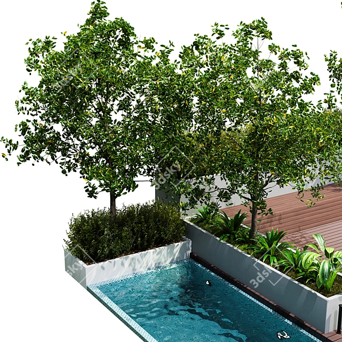 Modern Villa Yard Environment 3D model image 5