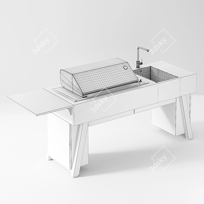 Outdoor BBQ Kitchen Station: OCQ BBQUBE 3D model image 4