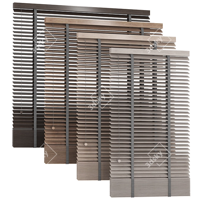 Colorful Wooden Venetian Blinds Set 3D model image 1