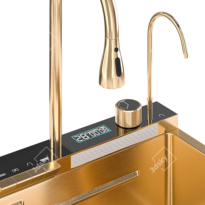 Gold Drop-in Kitchen Sink 3D model image 6