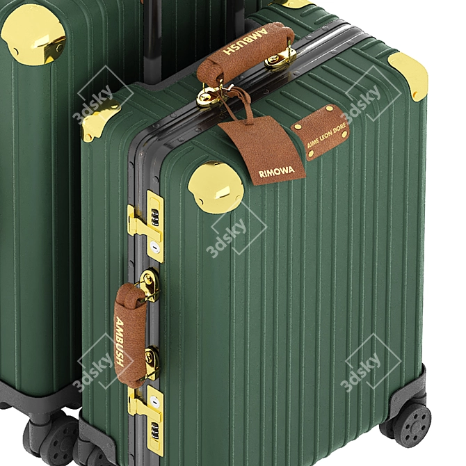 Rimowa Green Suitcase 3D Model 3D model image 4