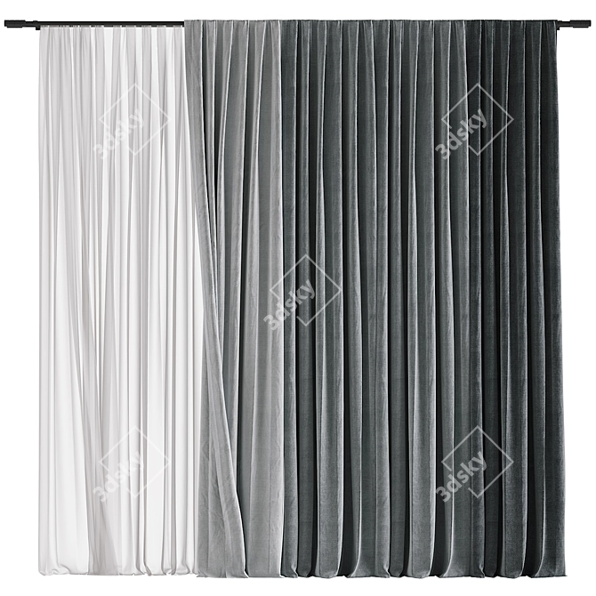 Title: Contemporary Curtain Design 3D model image 1