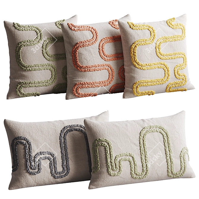 Mirage Pillow Set: Vibrant & Stylish 3D model image 1