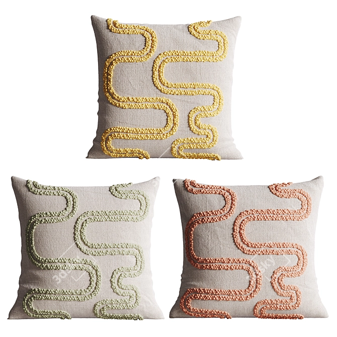 Mirage Pillow Set: Vibrant & Stylish 3D model image 4