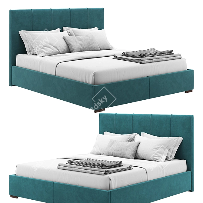 Sherona Bed: Elegant Velvet Design 3D model image 3