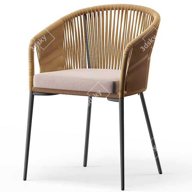 Modern Beige Rope Chair Yanet 3D model image 1