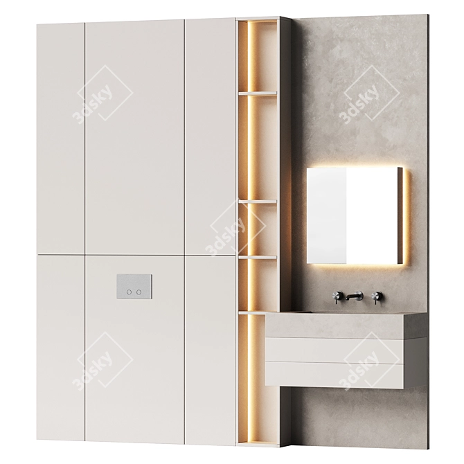 Modern Bathroom Fixture Set 3D model image 2