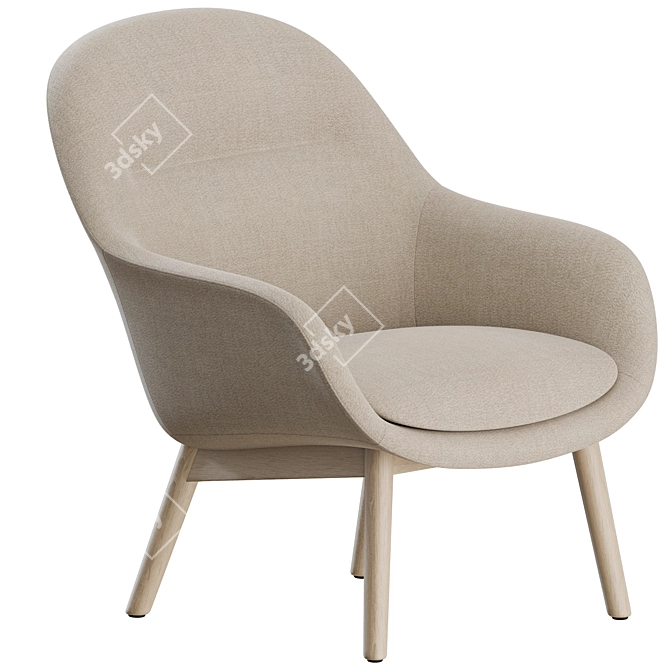 Muuto Fiber Wood Lounge Armchair 3D model image 1