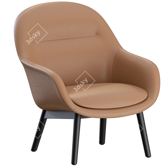 Muuto Fiber Wood Lounge Armchair 3D model image 5