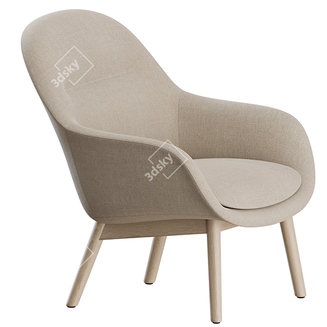 Muuto Fiber Wood Lounge Armchair 3D model image 6