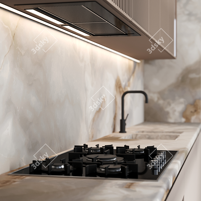 Modern 4K Kitchen Render Asset 3D model image 3