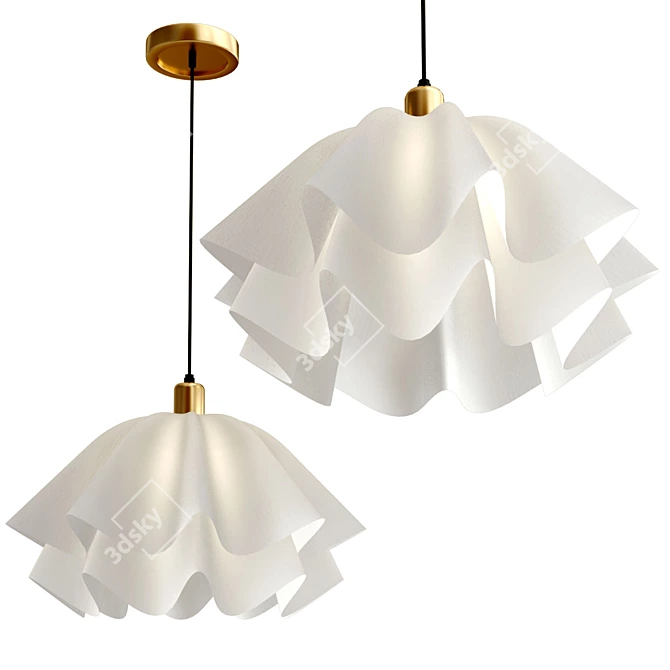 Modern Petal Chandelier in White 3D model image 1