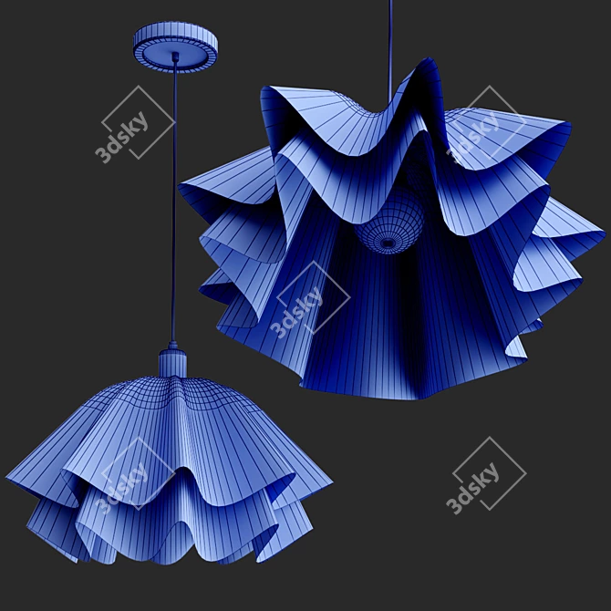 Modern Petal Chandelier in White 3D model image 3