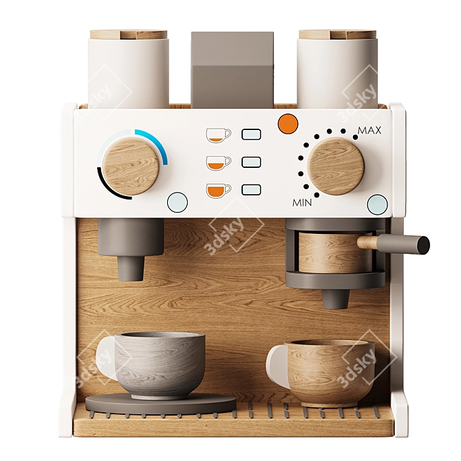 Wooden Coffee Tea Machine Playset 3D model image 3