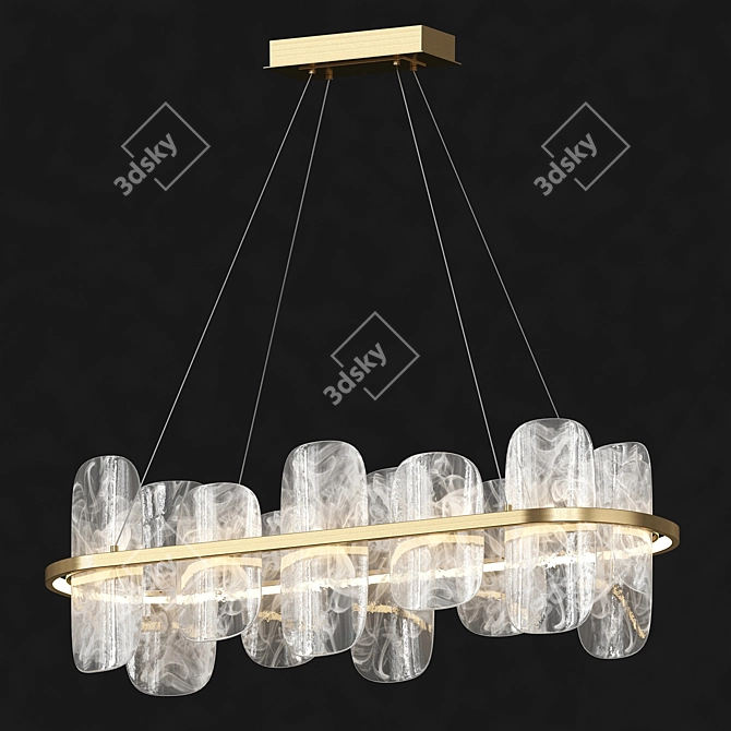 Modern Glass Chandelier Mille Long 3D model image 5