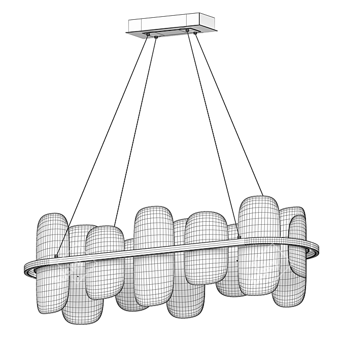 Modern Glass Chandelier Mille Long 3D model image 6