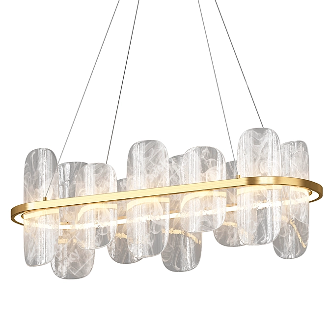 Modern Glass Chandelier Mille Long 3D model image 7