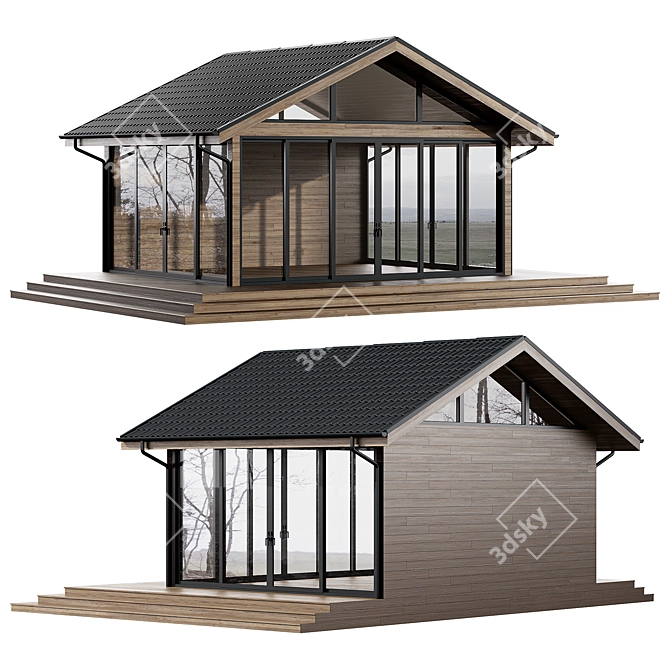 Elegant Panoramic Glass Gazebo 3D model image 1