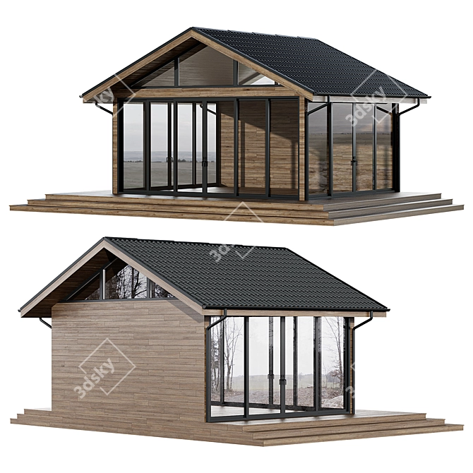 Elegant Panoramic Glass Gazebo 3D model image 2