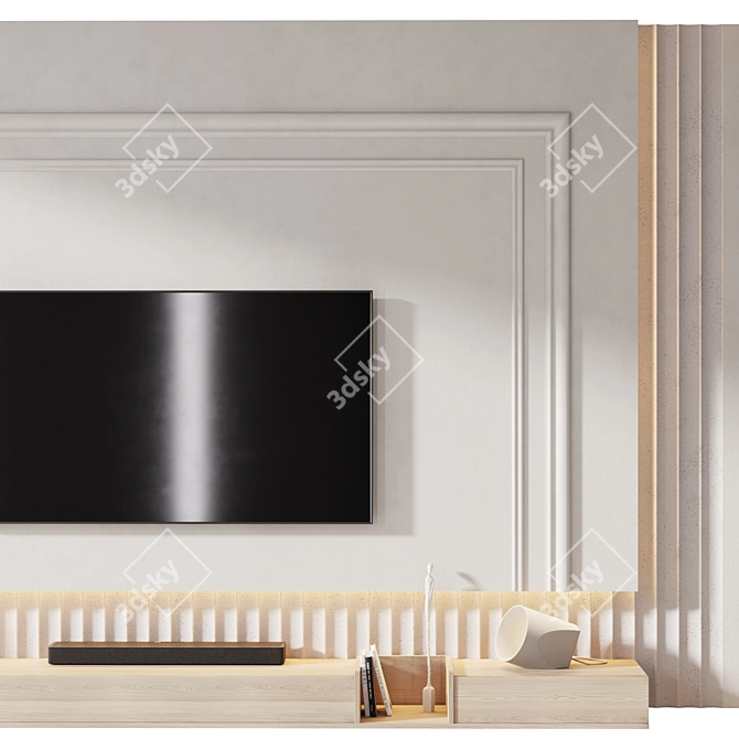 Modern TV Wall Unit 3 3D model image 4