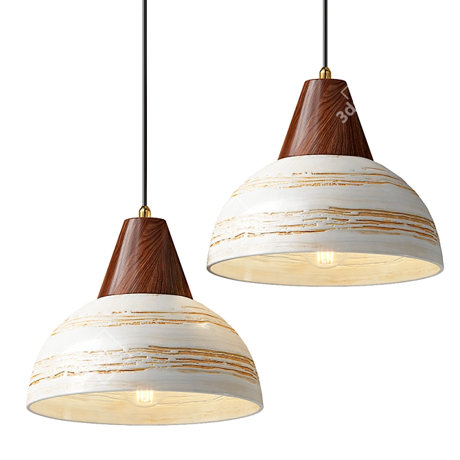 Handcrafted Ceramic Pendant Light 3D model image 3