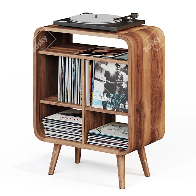 Modern Vinyl Record Shelf Stand 3D model image 1