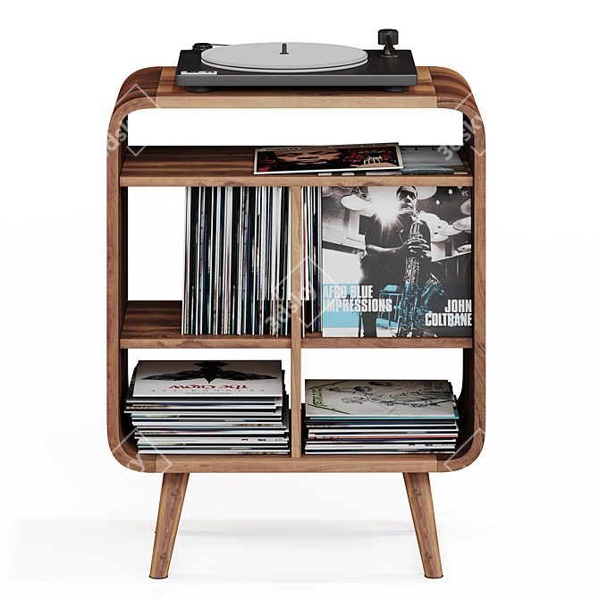 Modern Vinyl Record Shelf Stand 3D model image 2