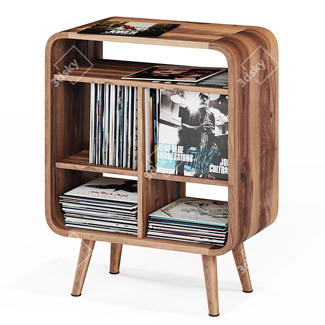 Modern Vinyl Record Shelf Stand 3D model image 6