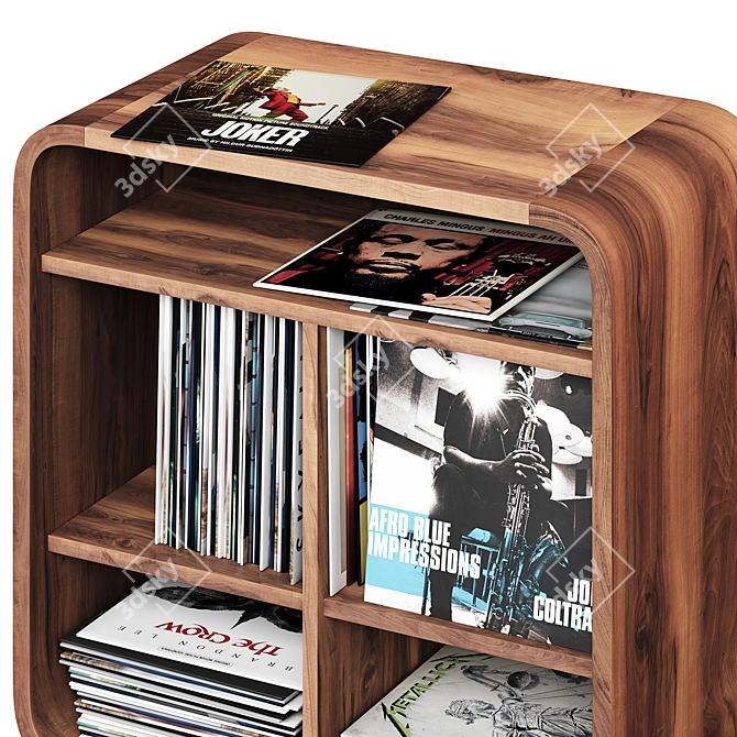 Modern Vinyl Record Shelf Stand 3D model image 8