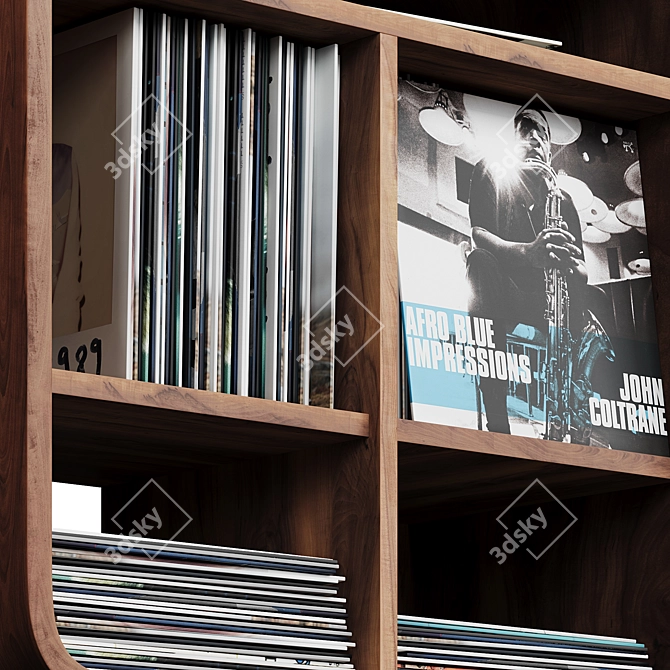 Modern Vinyl Record Shelf Stand 3D model image 9