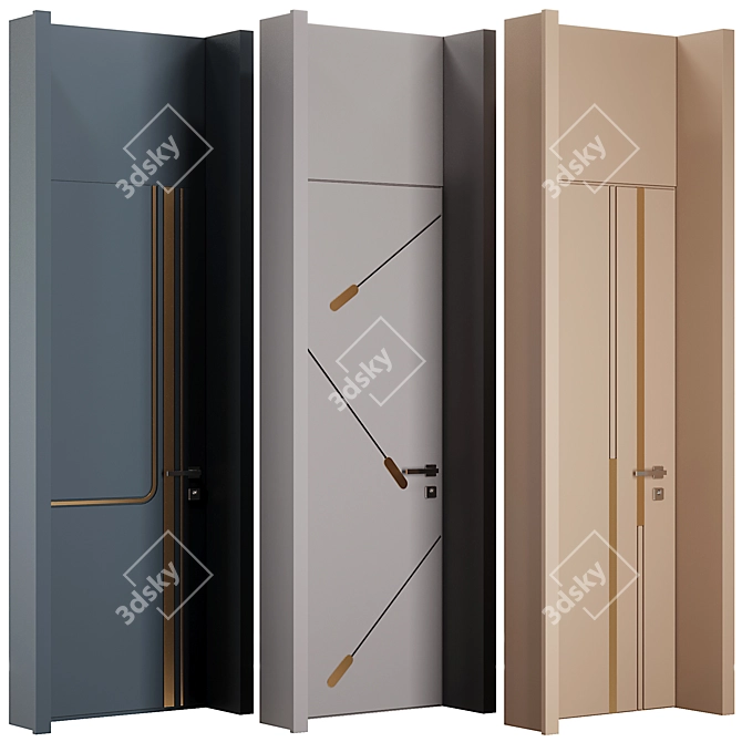 Modern Entrance Door Set 86 3D model image 1