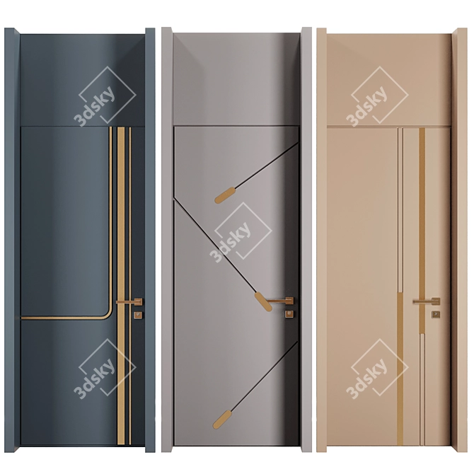 Modern Entrance Door Set 86 3D model image 3