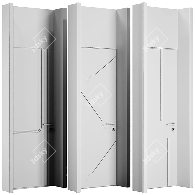 Modern Entrance Door Set 86 3D model image 6