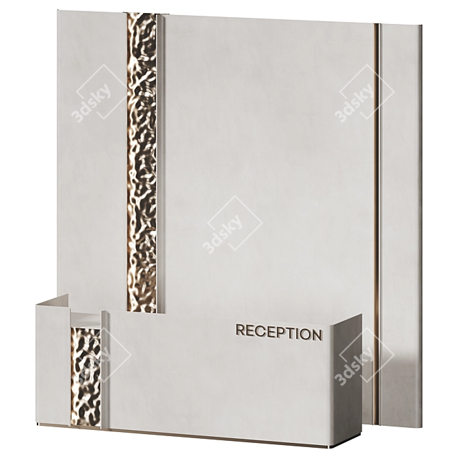 Modern Reception Desk with Metallic Panels 3D model image 2