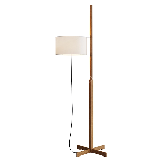 Modern Wood and Fabric Floorlamp 3D model image 1