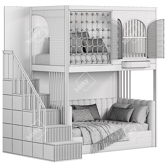 Designer 2-Level Bed for Kids 3D model image 7