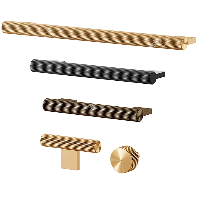 Meraki GRAFO Brass Cabinet Handles 3D model image 1