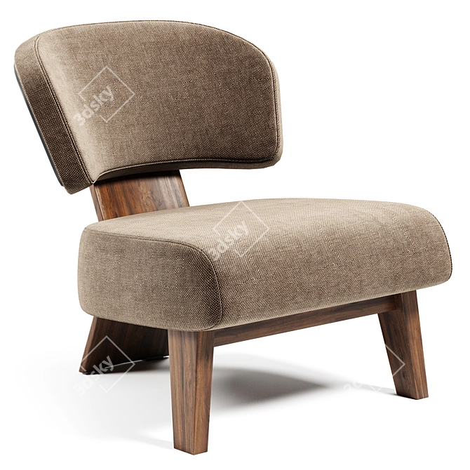  REEVES WOOD By Minotti Easy Chair 3D model image 2