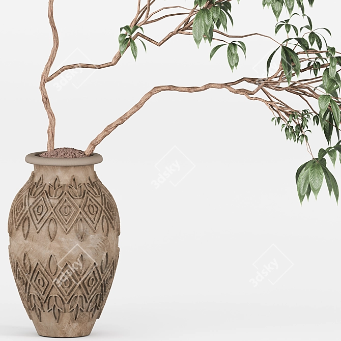 Clay Pot Tree Decoration 2018 3D model image 3