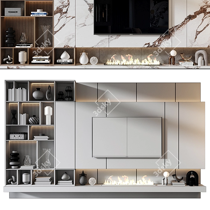 Modern TV Wall Decor Shelf 3D model image 4