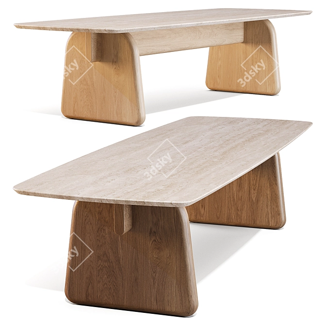 Japanese-inspired Arlette Dining Table 3D model image 4