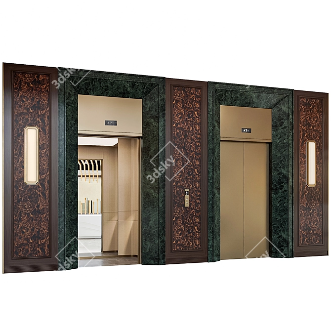  Modern Elevator Lobby Design Kit 3D model image 1