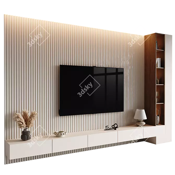 Modern TV Wall Set Design 3D model image 1