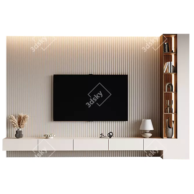 Modern TV Wall Set Design 3D model image 2