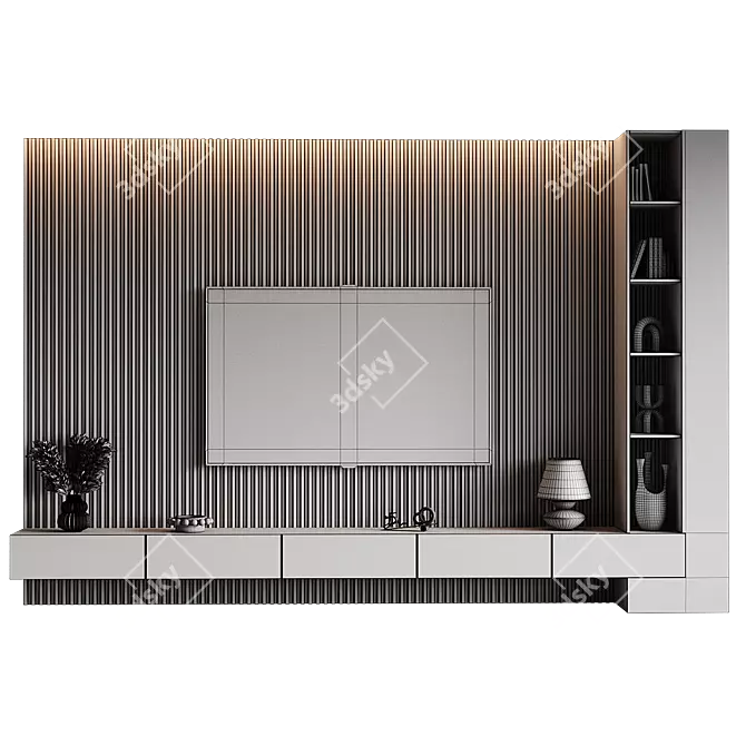 Modern TV Wall Set Design 3D model image 4