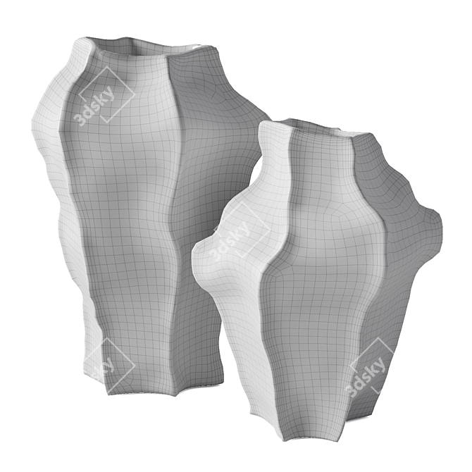 Textured Ceramic Vases 3D model image 7